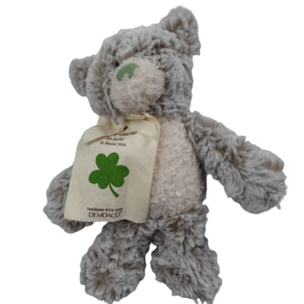 DEMDACO Lucky Charm Bear Plush Four Leaf Clover Handmade 8 Inch